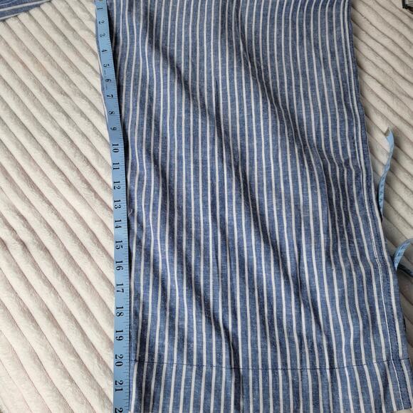 Beach Lunch Lounge Striped Linen Cotton Pants Tie Waist Coastal Cottagecore L - Picture 7 of 12